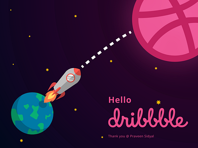 A Rocket to Dribbble dribbble earth flat galaxy rocket space thank you thanks welcome