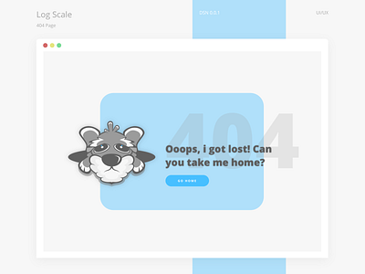 404 Page for Log Scale 404 cute dog error light log scale lost sad simple ui ux web design web page