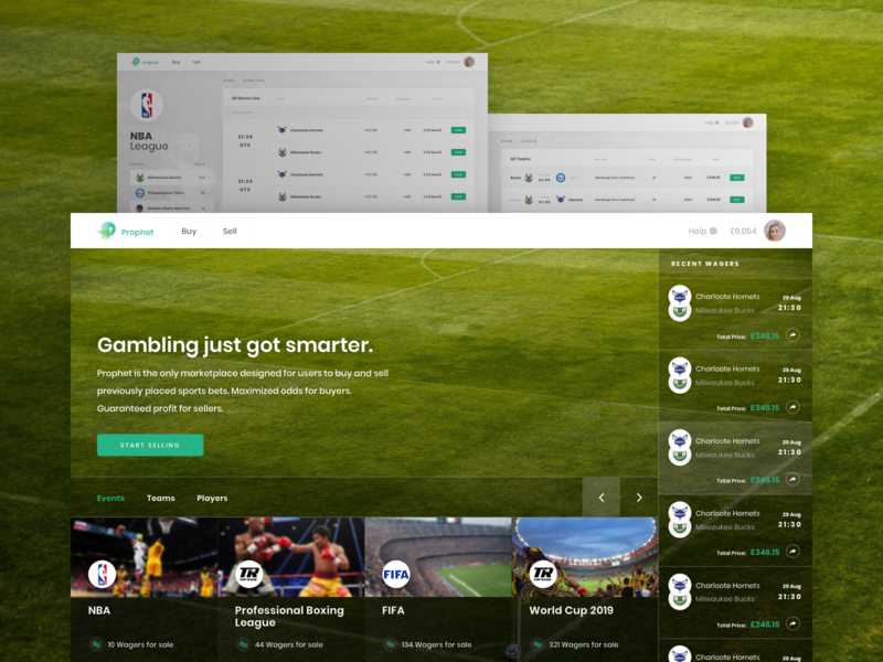 Redesign Project For a Betting App basketball bet bet prophet card clean event gambling green league light neat soccer sports ui ux ux design wager white