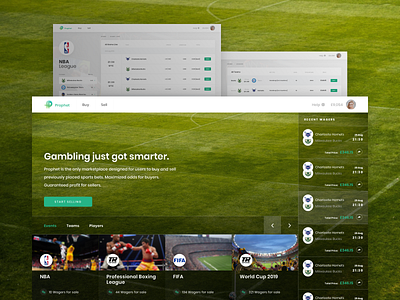 Redesign Project For a Betting App basketball bet bet prophet card clean event gambling green league light neat soccer sports ui ux ux design wager white