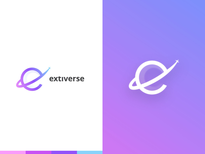 E + Universe blue branding circle e extensions light logo pink planet purple round universe uxdesign violet