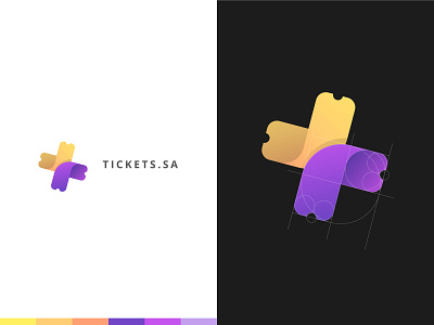 T + Tickets Logo branding logo logodesign purple saudi t tickets tikcet typography web design yellow