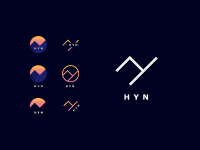 Hyn (Dawn of Day) blue branding branding design circle dawn gradient hyn initials light logo logodesign minimal mountain round sun