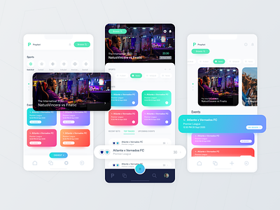 Mobile Exploration (Prophet) betting branding cards colorful footer gambling games header icons logo minimal mobile navigation phone search simple sports ui uiux web
