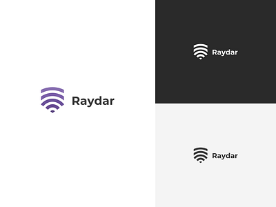 Raydar Logo Exploration app black black white blackletter bold branding icon logo minimal plain private purple radar security shield simple strong violet white wifi