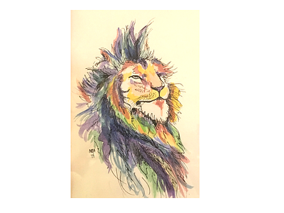 Lion - watercolor illustration drawing illustration pen watercolor