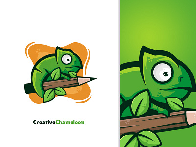 Creative Chameleon Logo art chameleon chameleonlogo creative creative logo design green illustration logo mascot pencil vector yellow