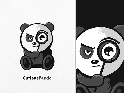 Curious Panda Logo curious cute design glass illustration logo magnifying mascot mascotlogo panda panda logo panda mascot vector