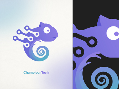 Chameleon Technology blue branding chameleon design green illustration logo tech technology vector