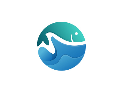 Fish & Sea blue clean fish green logo sea water