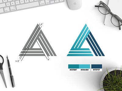 AAA Logo Concept a blue design green grid grid logo illustration logo vector