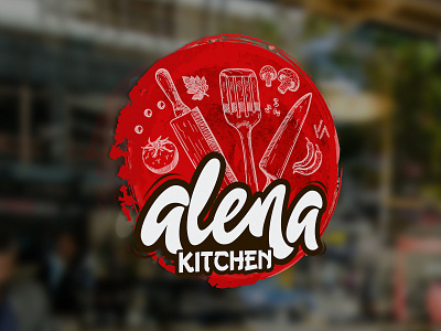 Alena Kitchen asian design food kitchen logo red restaraunt