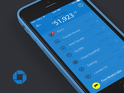 Chase Funsies app blue chase ios7 iphone mobile ui