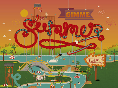 Gimme Summer That fireworks fun illustration pool party summer typography water waterpark