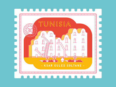 Tunisia africa granary illustration ksar ouled soltane postage stamp stamp travel tunisia