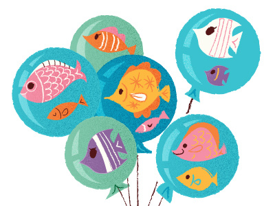 Illustration Friday Submission balloons fishes