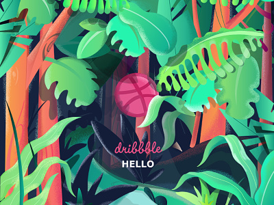 Dribbble Hello from jungle first hello illustration jungle shot thanks