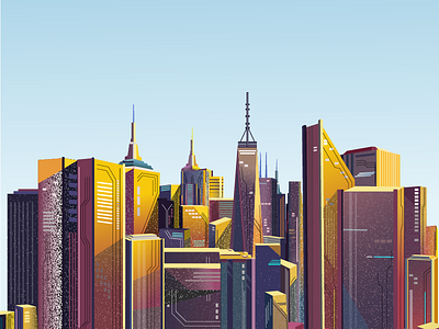 New York's sunrise abstract agency city color daily flat illustration vector