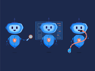 Robot-Mascot app art blue character. design illustration mascot robot sketch