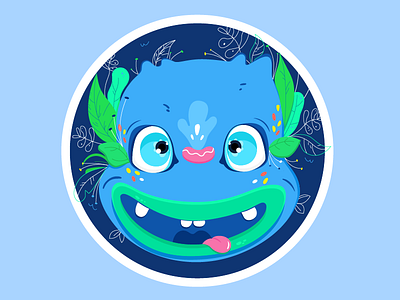 Blue Jungarique character design mascot sticker
