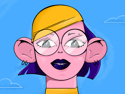 Girl from dream 2d art blue color design ears girl glasses hat illustration pink purple hair