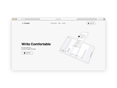 Purelist | Write Comfortable design landing landingpage todo todolist ui web