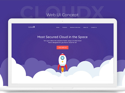 Clean Web UI Concept adobe adobe xd cloud web creative flat color flat ui design rocket logo simple ui ui ux design ui pack web web deisgn web ui design website concept xd