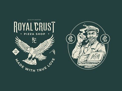 Royal Crust Brand illustration american badge design badges branding design heritage illustration label logo vintage vintage design