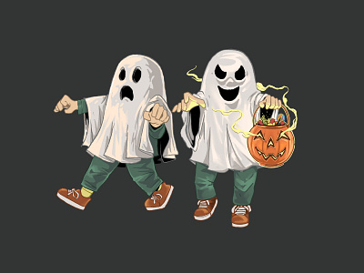 Introvert Ghost character design flat illustration graphicdesign halloween illustration monster