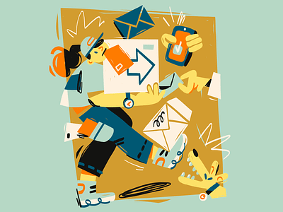 Not so safe delivery adobe illustrator character design courier service delivery delivery woman digital art editorial illustration people illustration vector art vector illustration