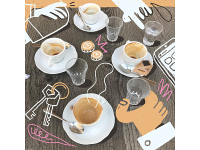 Coffee Break advertising caffè coffee coffee bar digital art editorial illustration illustration people drinking coffee product illustration