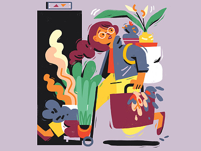 Moving Potted Plants character design editorial illustration illustration magazine illustration moving house people illustration plants