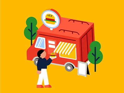 Street food branding burger car food illustration illustrator isometric isometry menu person street food summer truck vector