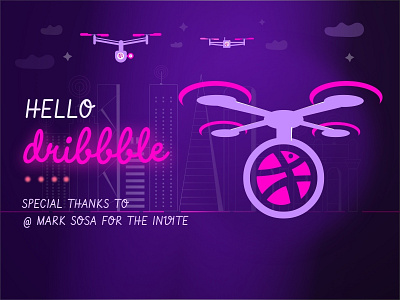 Welcome Dribbble with Dron branding graphic design illustration logo ui ux vector web website