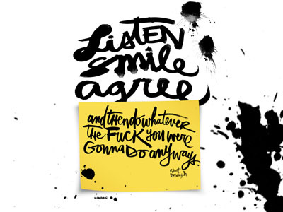 Listen Smile Agree (Kal Barteski) color colors guest post hand drawn hand letters lettering letters monday motivational motivational monday type typography