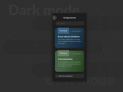 Dark mode app design app black blue dark dark mode design gradient minimal student study study app ui ux