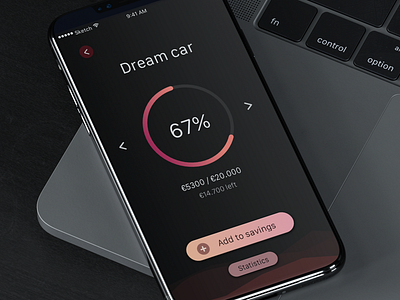 Money-saving app budget dreams gradient money phone progress progress bar saving savings ui ux waves