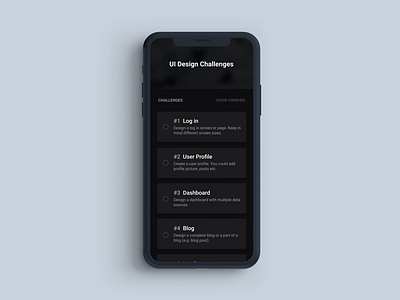 App for UI Design Challenges app application blvck concept daily challenge dark dark mode iphone iphone mockup lost minimal minimalistic mobile mock up mockup ui ui challenge ui daily ui daily challenge ux