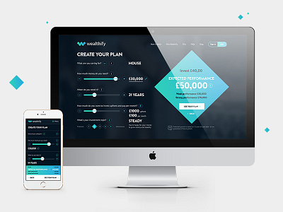 Wealthify - web app design bold branding brandon design gradient interface logo responsive rwd slider web app website