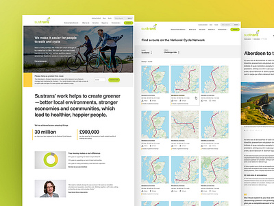 Sustrans charity - final page comps design typography ui ux website