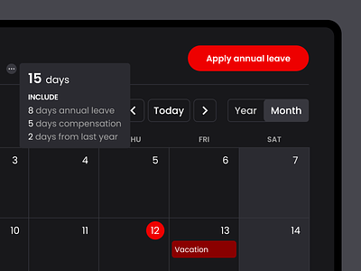 Annual leave application system app design layout ui ux web