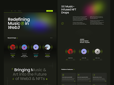 NFT Music Website Design branding dark design drops layout music nft ui ux web web3 website website design