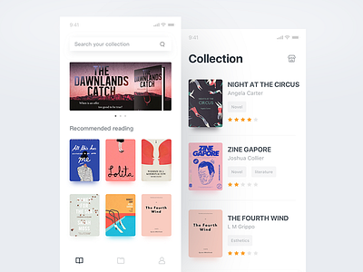 Home page & Collection book booking category collection design list read ui ux