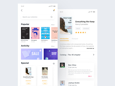 Store & Details page book activity booking category design list read ui ux