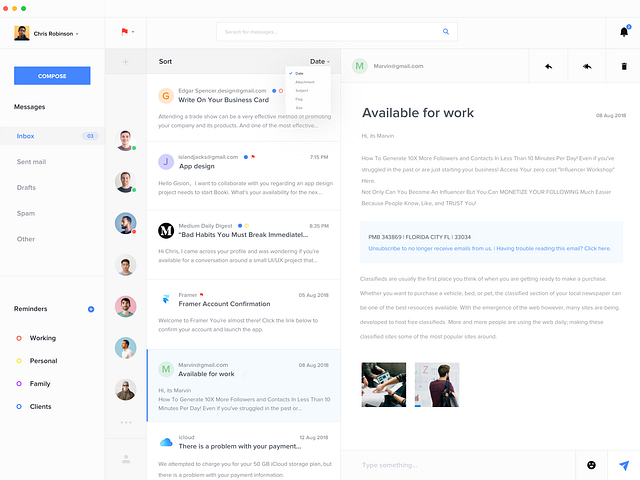 Mail client app by zanwei.guo for Norde on Dribbble