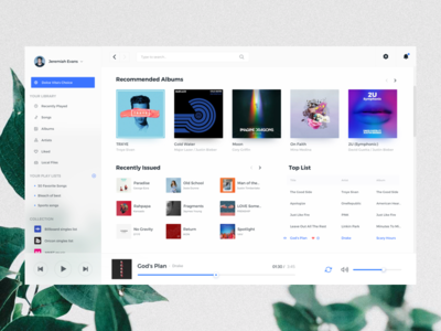 Music Player Client client fluent design grid music player typography ui web