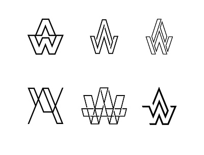 AW Monogtams brand brand identity branding design fashion interior letter logo logotype monogram monoline symbol