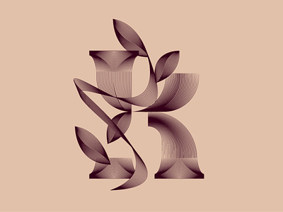 Letter K 36dayoftype blend design elegant floral illustration letter lettermark lines