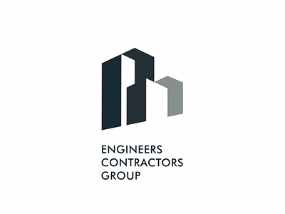 Egineers contractors group logo building construction corporate logo mark negative space