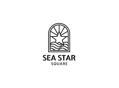 Sea Star Square brand branding design illustration logo logotype mall mark sea square star symbol